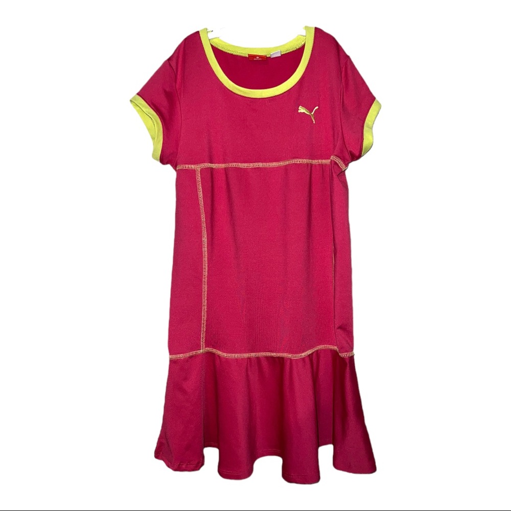 Puma Athletic | Girls Pink-Yellow Dress | Ruffle Flair Dress Tennis Golf Size M